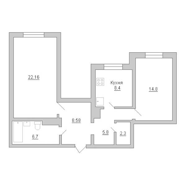 Двухкомнатная квартира в Л1: площадь 70.2 м2 , этаж: 4 – купить в Санкт-Петербурге